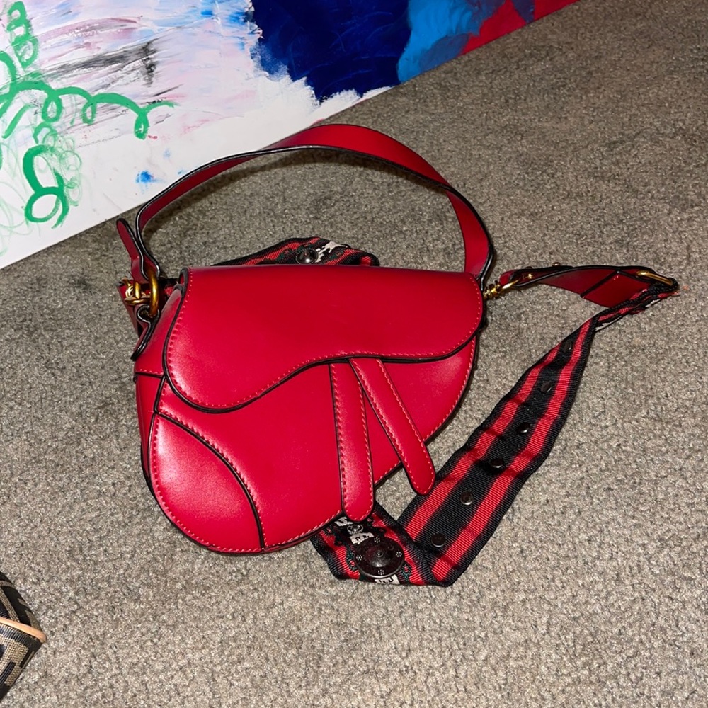 Vegan leather saddle bag